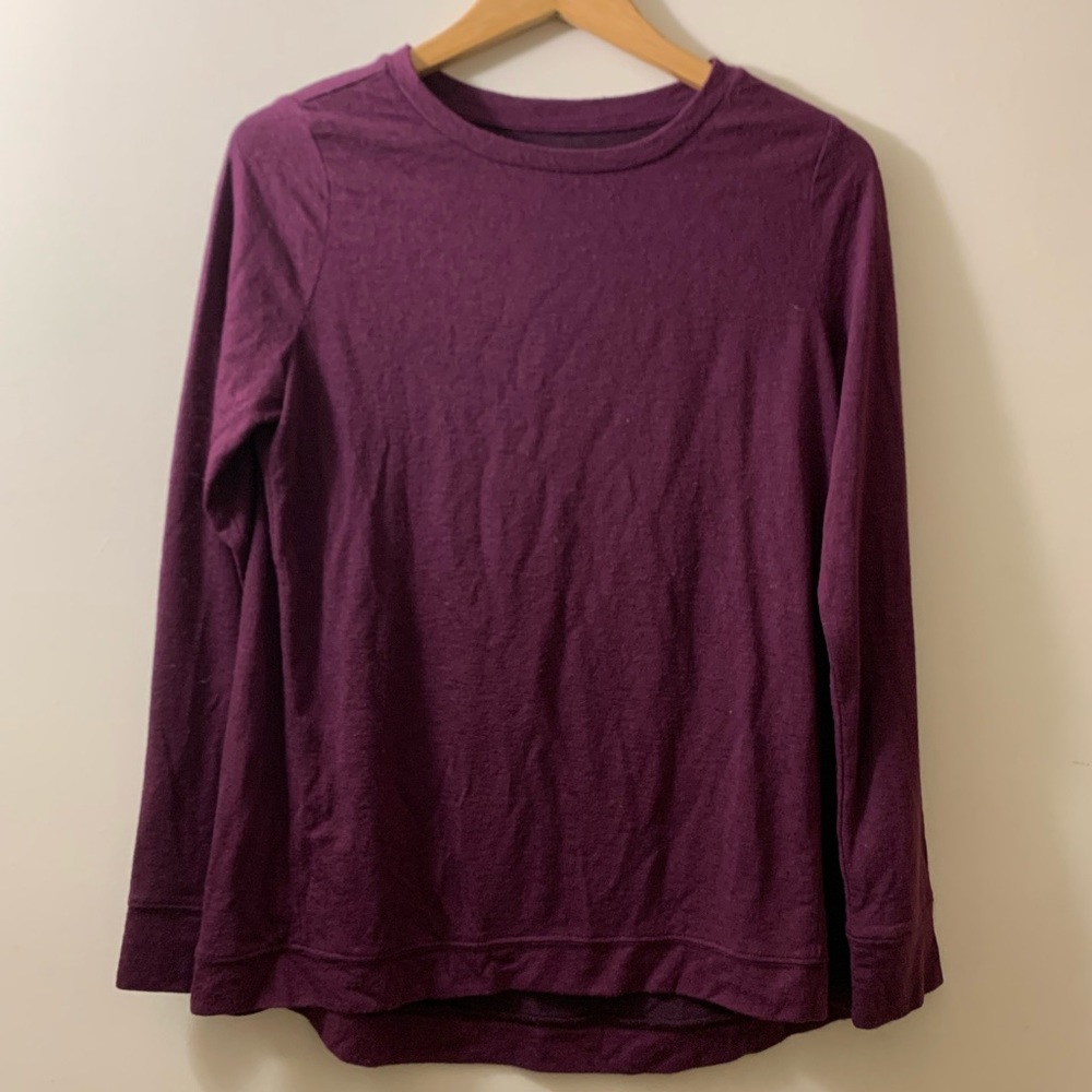 Loft Long Sleeve Eggplant Purple Tee, Size L